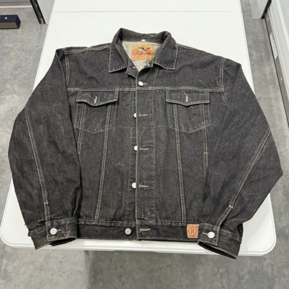 Vintage Guess Denim Jacket Dark Wash Men's Size XXL‎ Trucker Style